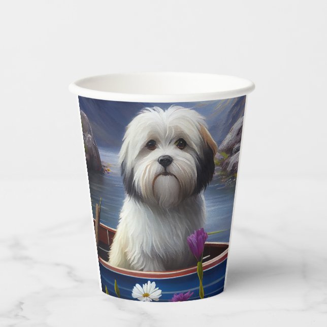 Havanese auf dem Paddle: Ein Landschaftliches Aben Pappbecher (Vorderseite)