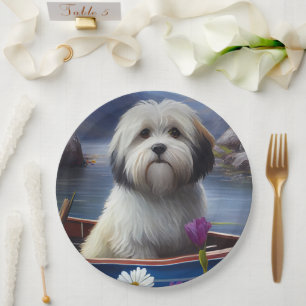Havanese auf dem Paddle: Ein Landschaftliches Aben Pappteller