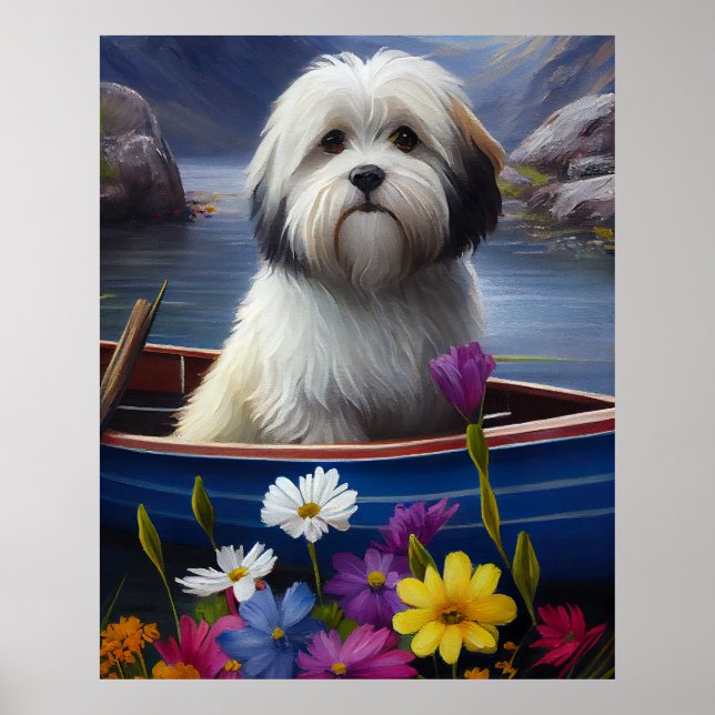 Havanese auf dem Paddle: Ein Landschaftliches Aben Poster (Vorne)