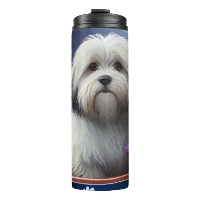Havanese auf dem Paddle: Ein Landschaftliches Aben Thermosbecher (Vorderseite)