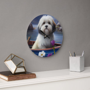 Havanese auf einem Paddel: Ein landschaftliches Ab Große Wanduhr