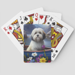 Havanese auf einem Paddel: Ein landschaftliches Ab Spielkarten