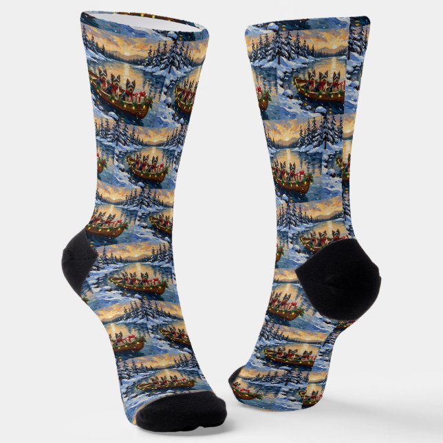 Havanese Christmas Boat Holiday Socken (Gewinkelt)