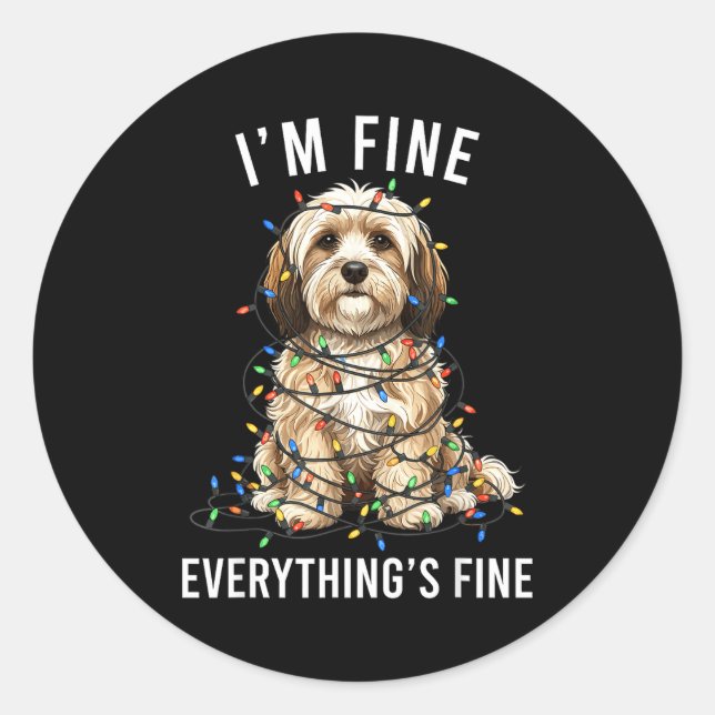 Havanese Christmas I'm Fine Everything Is Fine  Runder Aufkleber (Vorderseite)