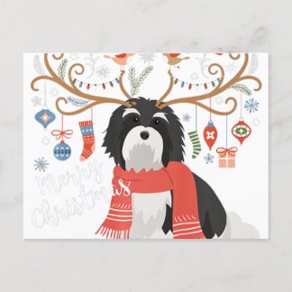 Havanese Christmas Reindeer Dog Premium Postkarte