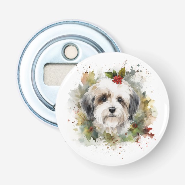 Havanese Christmas Wreath Festivals Flaschenöffner (Vorderseite)