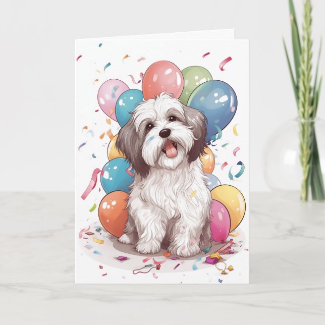 Havanese Dog Birthday Party Grußkarte Karte (Vorderseite)