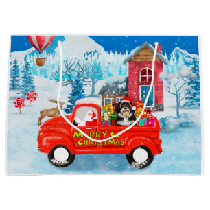 Havanese Dog Christmas Delivery LKW Schnee Große Geschenktüte