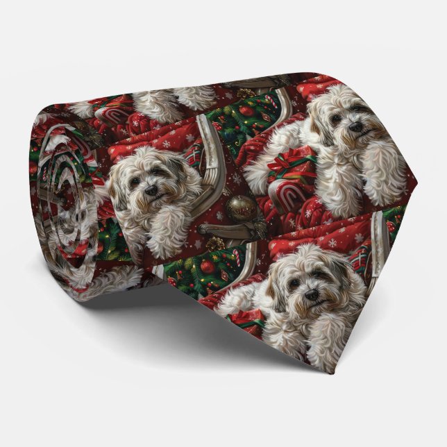 Havanese Dog Christmas Festival Krawatte (Gerollt)