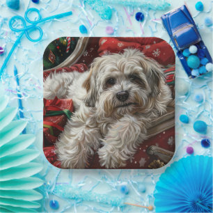 Havanese Dog Christmas Festival Pappteller