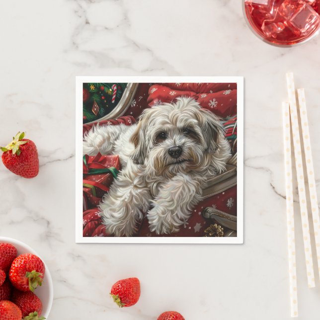Havanese Dog Christmas Festival Serviette (Beispiel)