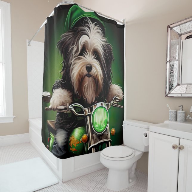 Havanese Dog Driving Bike St. Patrick's Day Duschvorhang (Beispiel)