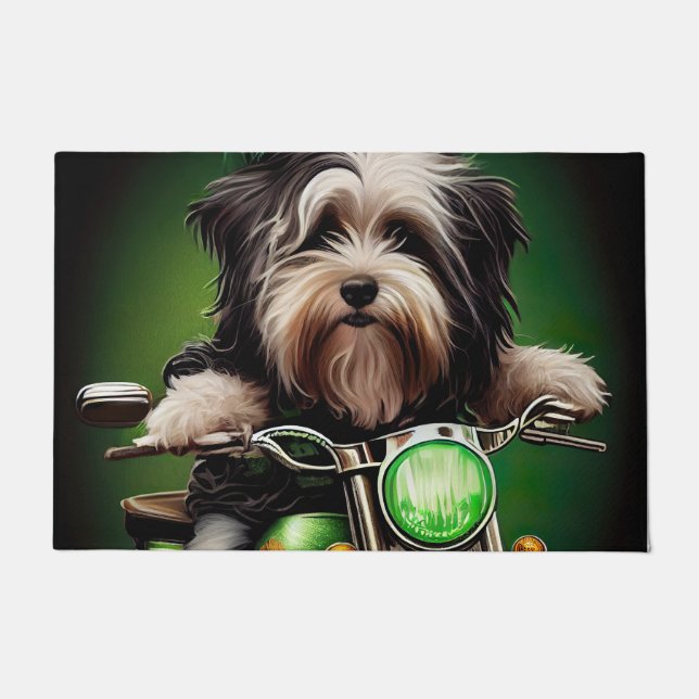 Havanese Dog Driving Bike St. Patrick's Day Fußmatte (Vorderseite)