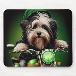 Havanese Dog Driving Bike St. Patrick's Day Mousepad