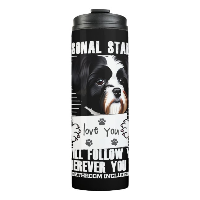Havanese Dog Funny Stalker Cartoon Thermosbecher (Vorderseite)