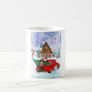 Havanese Dog in Christmas Delivery LKW Schnee Kaffeetasse