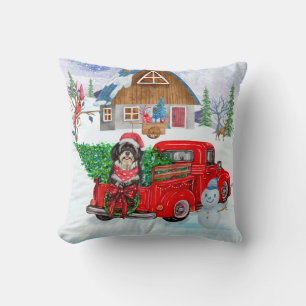 Havanese Dog in Christmas Delivery LKW Schnee Kissen