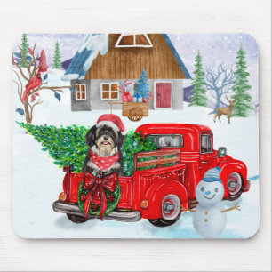 Havanese Dog in Christmas Delivery LKW Schnee Mousepad
