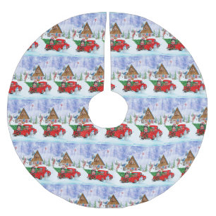 Havanese Dog in Christmas Delivery LKW Schnee Polyester Weihnachtsbaumdecke