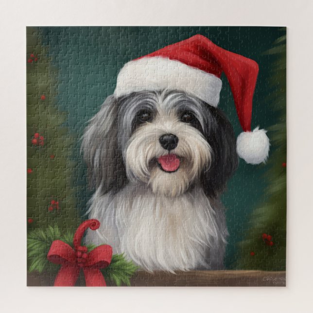 Havanese Dog in Schneeschweihnacht (Vertikal)