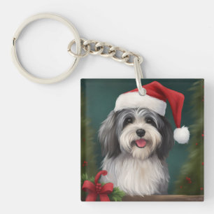 Havanese Dog in Schneeschweihnacht Schlüsselanhänger