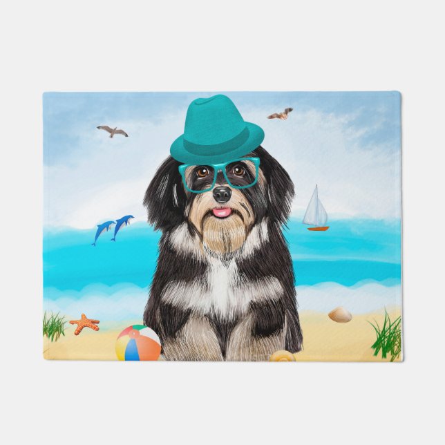 Havanese Dog on Beach Fußmatte (Vorderseite)