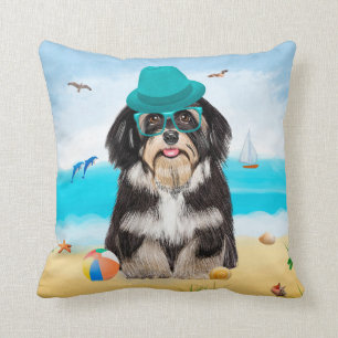 Havanese Dog on Beach  Kissen