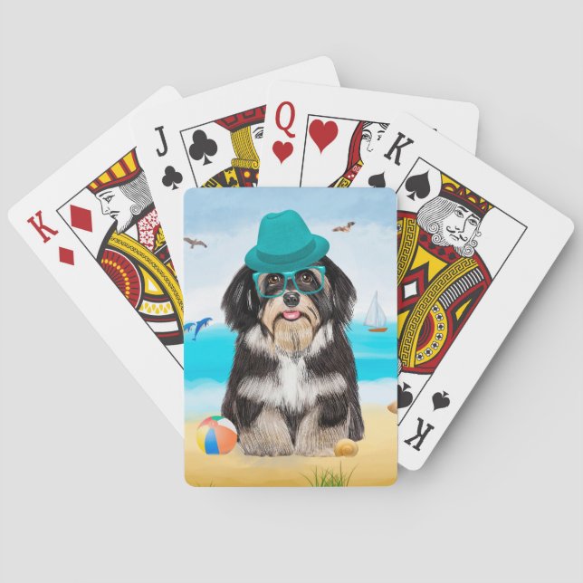 Havanese Dog on Beach Spielkarten (Rückseite)