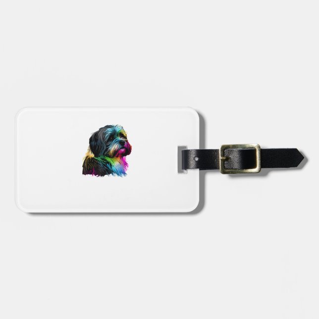 Havanese Dog Pop Art Design Havanese Gepäckanhänger (Vorderseite horizontal)