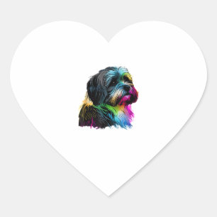 Havanese Dog Pop Art Design Havanese Herz-Aufkleber