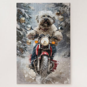 Havanese Dog Riding Motorrad Weihnachten