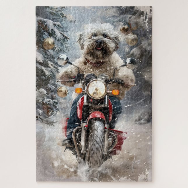 Havanese Dog Riding Motorrad Weihnachten (Vertikal)
