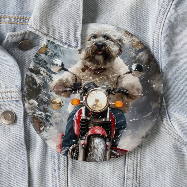 Havanese Dog Riding Motorrad Weihnachten Button (Beispiel)