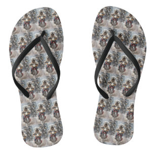 Havanese Dog Riding Motorrad Weihnachten Flip Flops