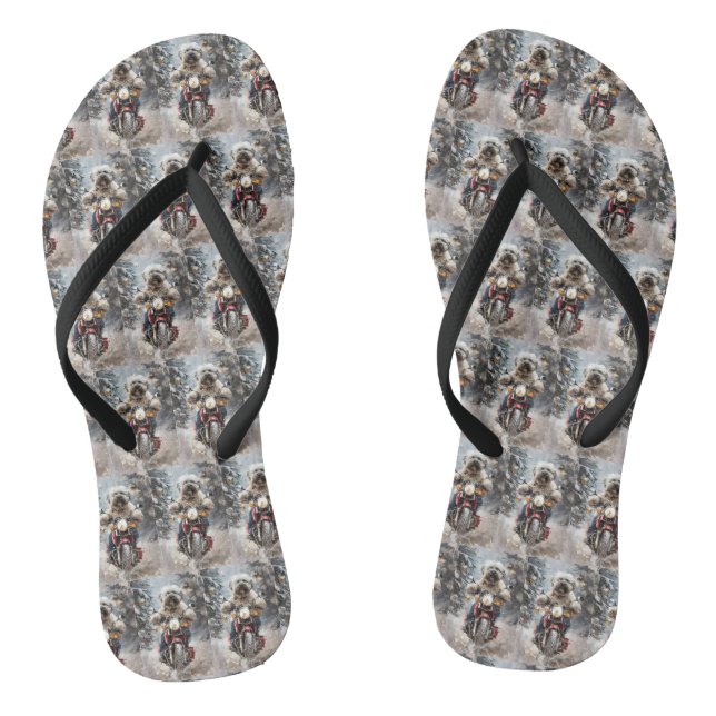 Havanese Dog Riding Motorrad Weihnachten Flip Flops (Fußbett)