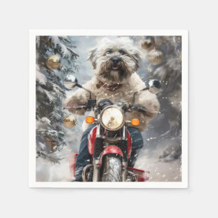 Havanese Dog Riding Motorrad Weihnachten Serviette