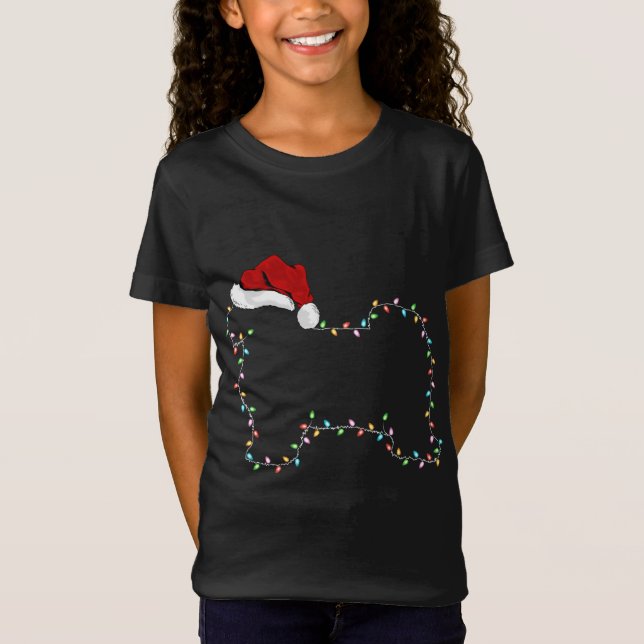 Havanese Dog Xmas Lighting Weihnachtsmannmütze Hav T-Shirt (Vorderseite)
