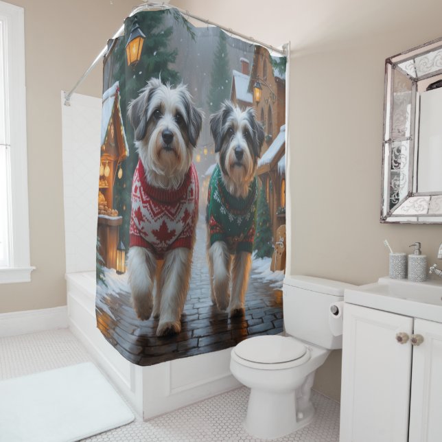 Havanese Dogs Christmas Snow Holiday  Duschvorhang (Beispiel)