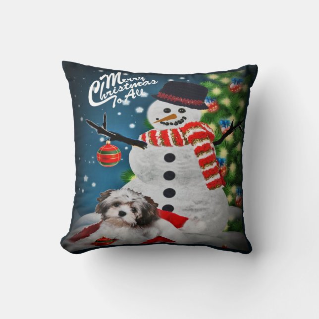 Havanese frohe Weihnachten zu allem Kissen (Vorderseite)
