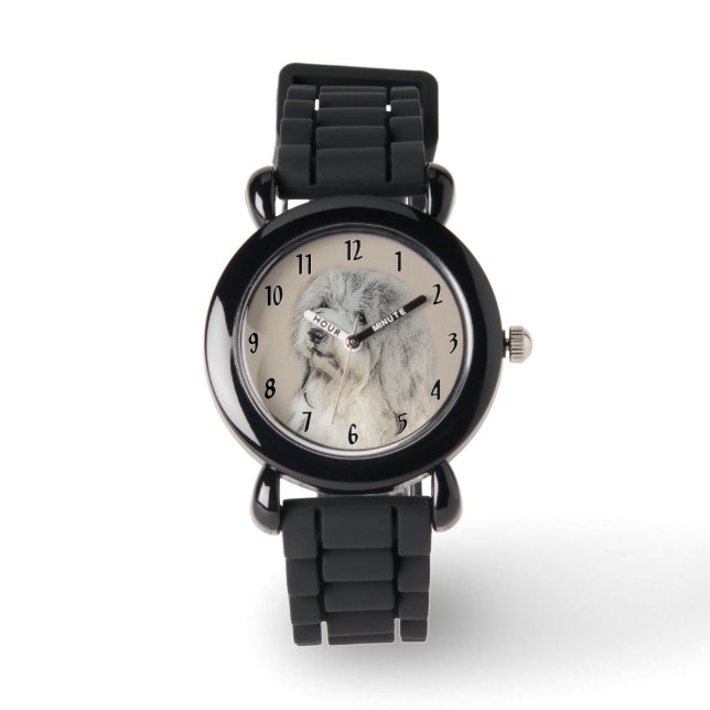 Havanese (Gold Sable) Malerei - Original Hunde Kun Armbanduhr (Vorderseite)