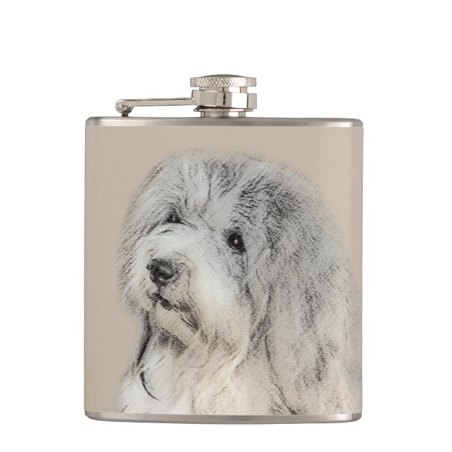Havanese (Gold Sable) Malerei - Original Hunde Kun Flachmann (Vorderseite)