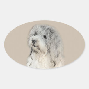 Havanese (Gold Sable) Malerei - Original Hunde Kun Ovaler Aufkleber