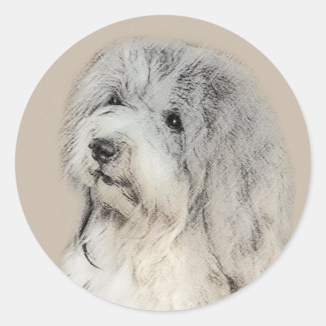 Havanese (Gold Sable) Malerei - Original Hunde Kun Runder Aufkleber (Vorderseite)