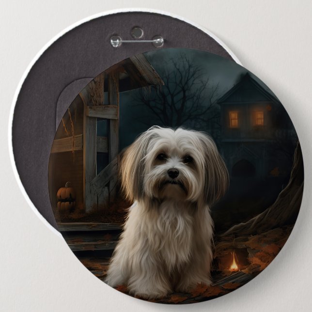 Havanese Halloween Beängstigend Button (Vorne & Hinten)
