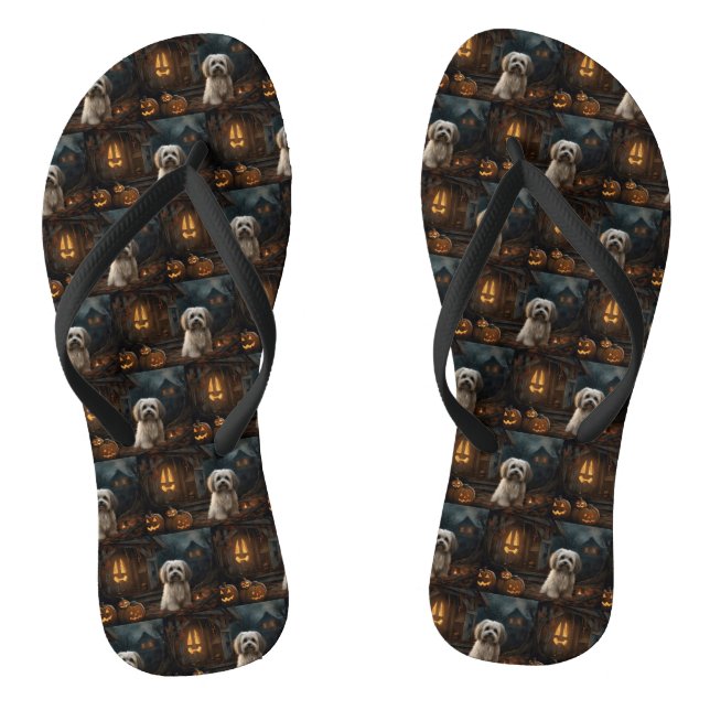 Havanese Halloween Beängstigend Flip Flops (Fußbett)