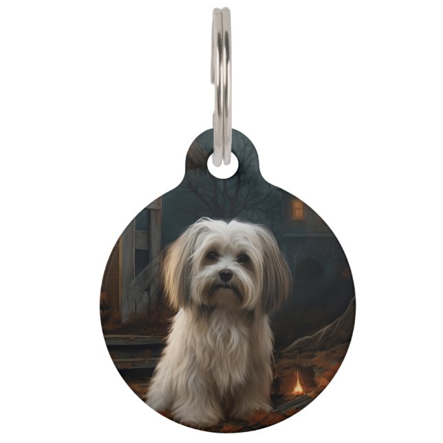 Havanese Halloween Beängstigend Haustiermarke (Vorderseite)