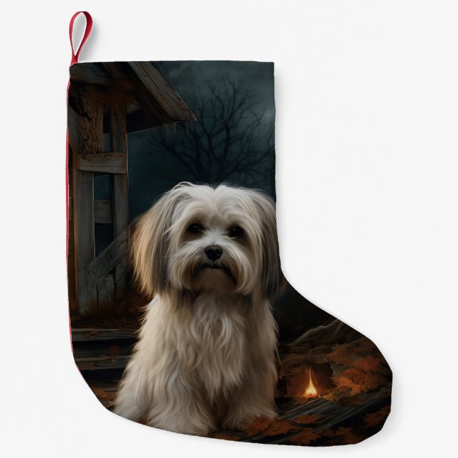 Havanese Halloween Beängstigend Kleiner Weihnachtsstrumpf (Vorderseite)