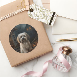 Havanese Halloween Beängstigend Runder Aufkleber