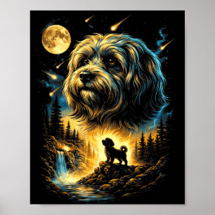 Havanese heult zum Mond Vintage 90er lustiger Hund Poster