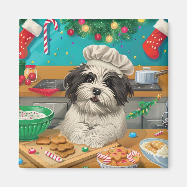 Havanese Holiday Baking: Festliche Weihnachten Magnet (Vorne)